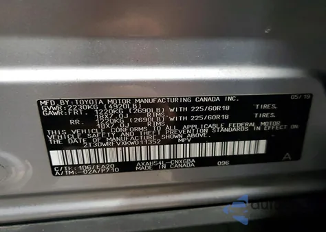 2019 Toyota Rav4 Limited из США, поврежденный, VIN 2T3DWRFVXKW011352